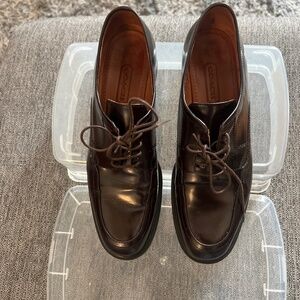 Coach Women's Brown Leather Tie Oxford Heeled Shoes Sz 8.5